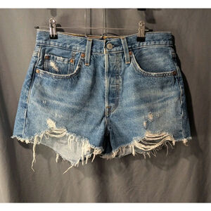 LEVI'S Premium Woman's Distressed Shorts Size 27 Big E 501